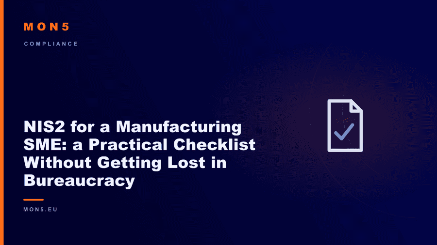 NIS2 compliance checklist against an industrial backdrop with control equipment