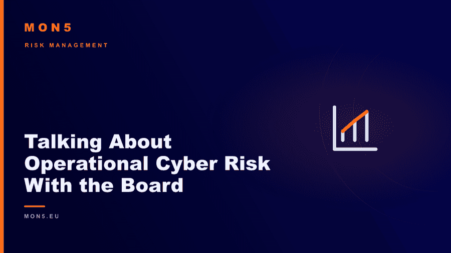 A board of directors meeting discussing an operational and cyber risk chart