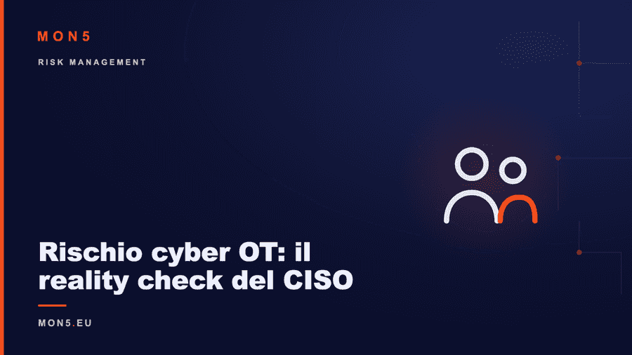 Sala di controllo industriale con dashboard di monitoraggio del rischio cyber OT