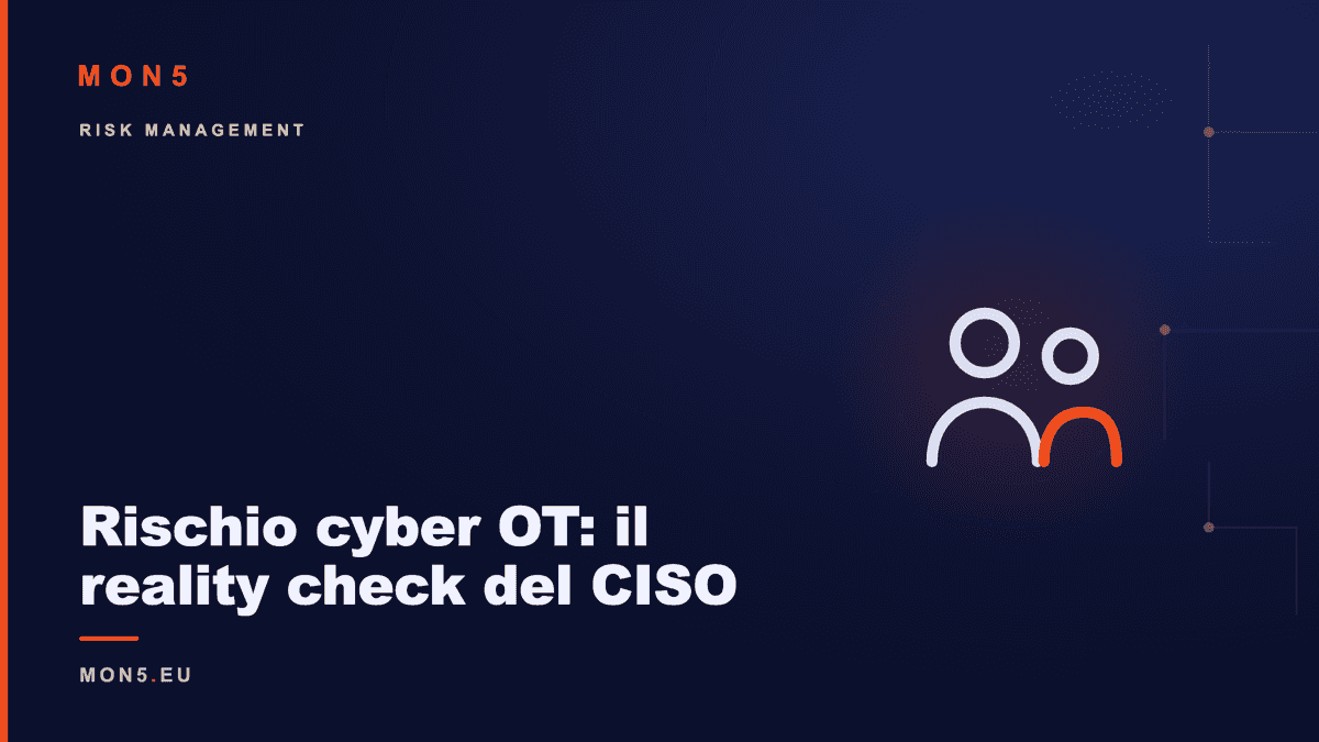 Sala di controllo industriale con dashboard di monitoraggio del rischio cyber OT