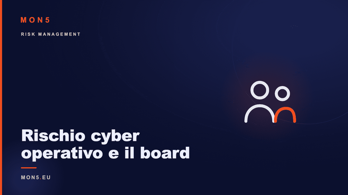 Riunione di un consiglio di amministrazione che discute un grafico di rischio operativo e cyber